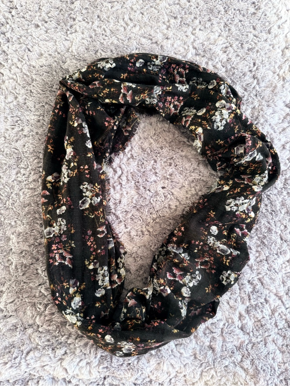 Lucky Brand | Black Floral Infinity Scarf | one size